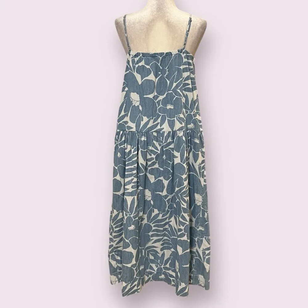 NWOT Gap Women's Maxi Dress Blue Denim Pullover Pockets Size Small - Picture 2 of 7